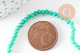 Perles toupies vert émeraude, perles bijoux, cristal vert, verre facette, fil de 42cm, 3mm, x1 (G3908)