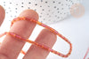 Perles tube à facettes rouge orangé, perle tissage, 4.5x2.5mm, fil de 36cm, x1 (G7342)