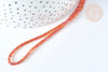 Perles tube à facettes rouge orangé, perle tissage, 4.5x2.5mm, fil de 36cm, x1 (G7342)
