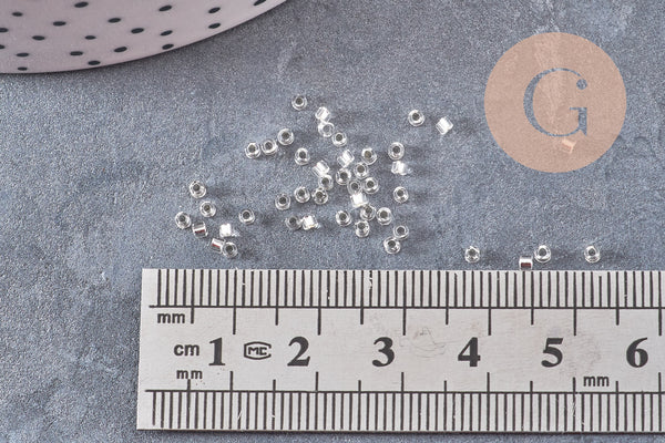 Perles tube blanc argent façon Delica miyuki, x1 Sachet 8g (G10909)