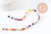 Perles tube heishi porcelaine multicolore 4.5mm, création bijoux fantaisie DIY, fil de 30cm, x1 G9660