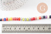 Perles tube heishi porcelaine multicolore 4.5mm, création bijoux fantaisie DIY, fil de 30cm, x1 G9660