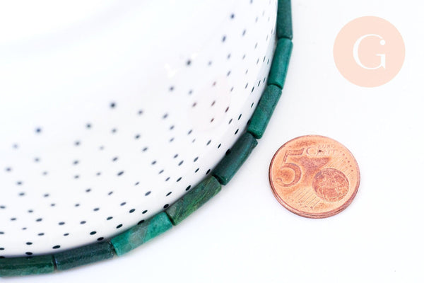 Perles tube jade africain vert naturel 11-15mm, x1 fil de 38cm (G5616)