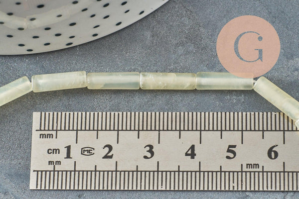 Perles tube jade naturel vert très clair, création bijoux perle pierre naturel,13mm, fil de 30 perles x1 (G4160)