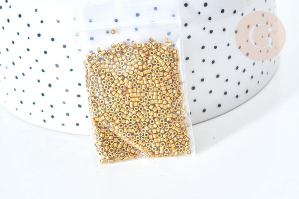 Perles tube or foncé mat façon Delica miyuki, x1 sachet de 8g (G7759)