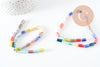 Perles tube porcelaine multicolore 11mm, création bijoux fantaisie DIY, fil de 30cm, x1 G9659