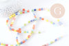 Perles tube porcelaine multicolore 6.5mm, création bijoux fantaisie DIY, fil de 30cm, x1 G8986