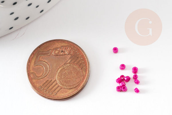 Perles tube rose foncé opaque façon Delica miyuki 1.5-2mm, x1 sachet de 8gr (G9165)