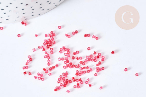 Perles tube rouge effet givré façon Delica miyuki, x1 sachet de 8g (G8133)