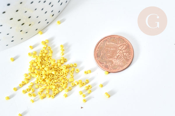 Perles tube verre Jaune vif façon Delica miyuki, x1 sachet de 8g (G7764)