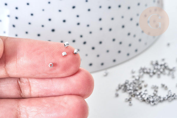 Perles tube verre argent métallisé brillant façon Delica miyuki,x1 Sachet 8g (G7761)