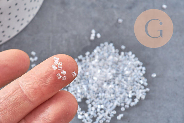 Perles tube verre blanc nacré façon Delica miyuki, x1 sachet de 8g (G10933)