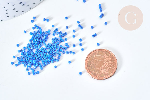 Perles tube verre bleu façon Delica miyuki, x1 sachet de 8g (G7765)