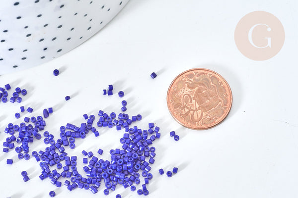Perles tube verre bleu roi façon Delica miyuki, x1 sachet de 8g (G7769)