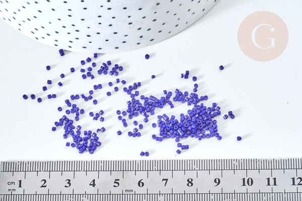 Perles tube verre bleu roi façon Delica miyuki, x1 sachet de 8g (G7769)