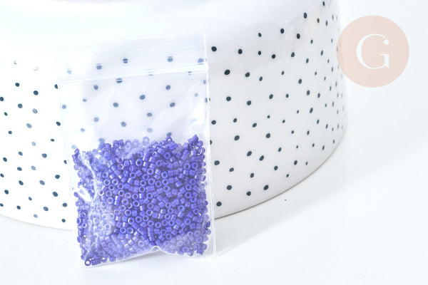 Perles tube verre bleu roi façon Delica miyuki, x1 sachet de 8g (G7769)