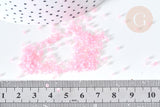 Perles tube verre rose transparent façon Delica miyuki, x1 sachet de 8g (G7768)