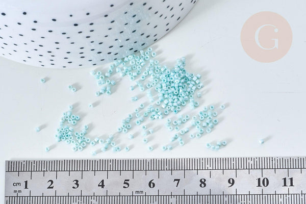 Perles tube verre turquoise clair façon Delica miyuki, x1 sachet de 8g (G7781)