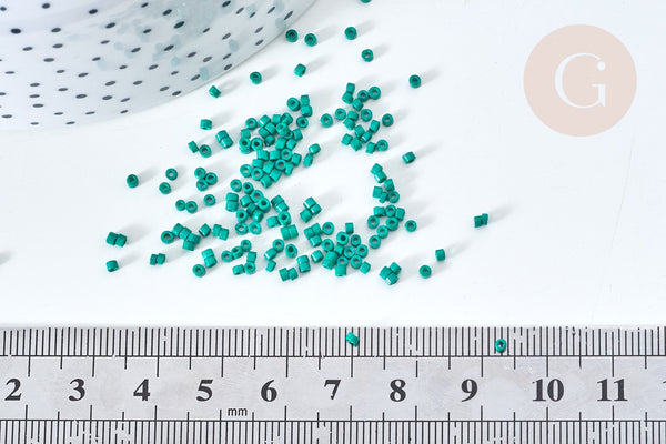 Perles tube verre vert façon Delica miyuki, x1 sachet de 8g (G7780)