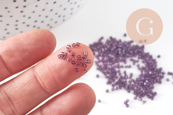 Perles tube violet façon Delica miyuki 1.5mm, x1 Sachet 8g (G10925)