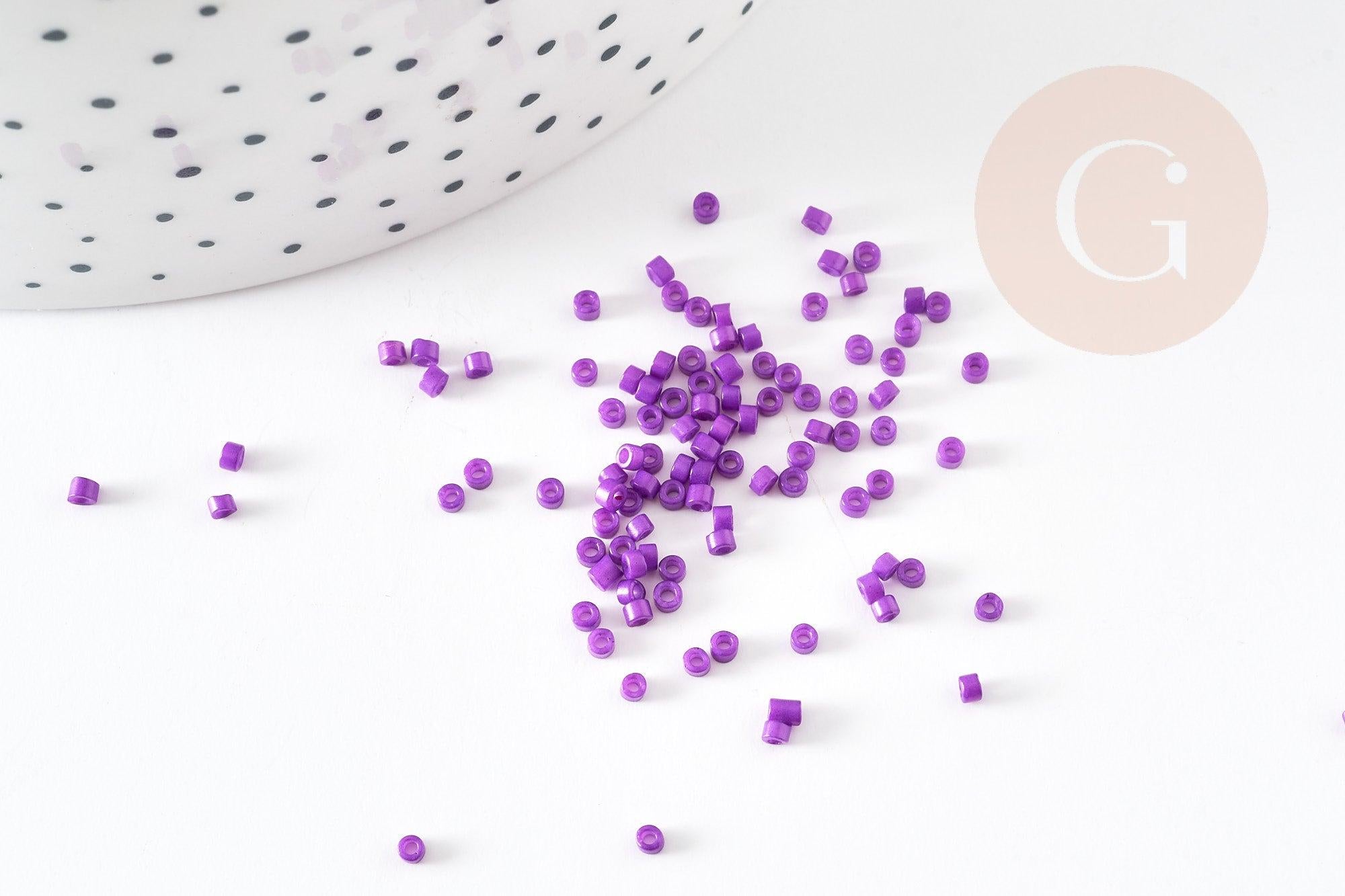 Perles tube violet foncé opaque façon Delica miyuki 1.5-2mm, x1 sachet de 8gr (G9168)