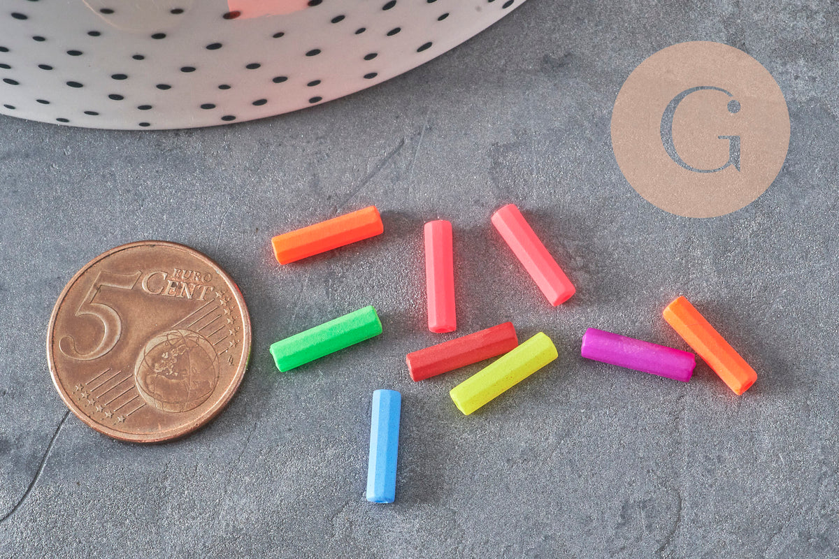 Plastic fluorescent tube beads for children's jewelry, jewelry beads, multi-colored plastic beads, x100 G6636