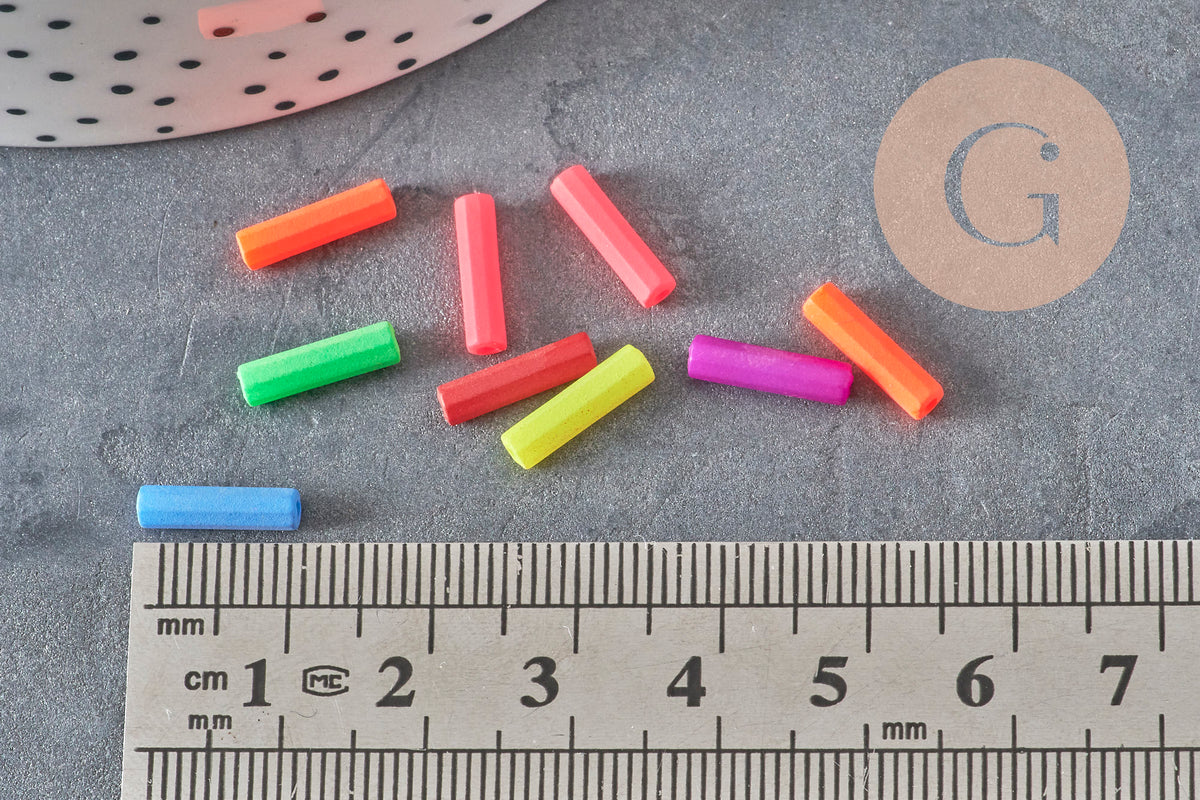 Plastic fluorescent tube beads for children's jewelry, jewelry beads, multi-colored plastic beads, x100 G6636