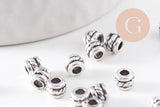 Perles tubes gravées argent vieilli, perles dorées, perles intercalaires, 5mm, x20 (G1306)