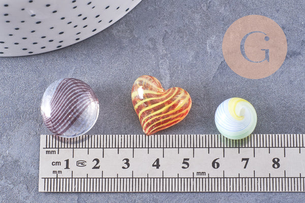 Perles verre soufflé Murano multicolore 5-20mm, x10 x20 ou x50 (G1155)
