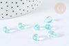 Perles verre transparent goutte bleu ciel doré 9mm, verre, x10 (G7283)