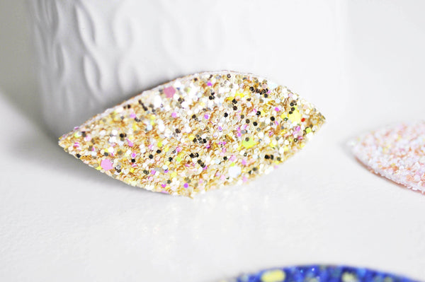 Pétale simili cuir paillettes 57.5mm, fourniture créative,cuir synthétique,fabrication coiffure, accessoire mariage, x10 ,G2735