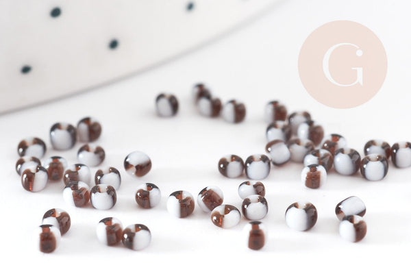 Petite Perle rocaille rayé noir blanc,perle rocaille multicolore, perle multicolore,perle africaine,1.5x2mm, x 10gr (G3286)