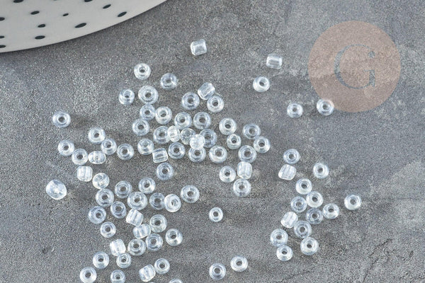 Petite Perle rocaille transparente irisée 2mm, fournitures pour bijoux, perles rocaille arc-en-ciel, x 20gr (G2928)