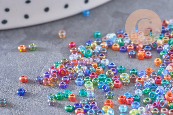 Petite Perles rocaille multicolore primaire 2-2.5mm, x10gr (G10397)