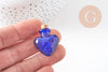Petite bouteille en verre cœur bleu bouchon Liège 32.5mm, x1 (G1694)