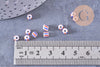 Petite perle rocaille verre rayé bleu blanc rouge 3x4.5mm, x10 Gr (G10709)