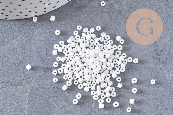 Petite perles de rocaille blanches 2.5mm, perles rocaille blanc opaque, perlage, x 5gr (G2541)