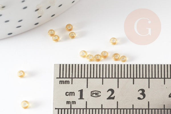 Petite perles de rocaille dorée,perles rocaille,perle verre, rocaille dorée,perlage, doré transparent, perlage,2.5mm, x 10gr (G1022)