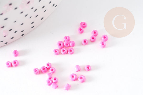 Petite perles de rocaille rose foncé 2.5mm, perles rocaille pour tissage bijoux x 10g (G5375)