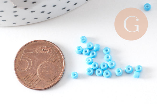 Petite perles de rocaille turquoise, perlage,perles verre, rocaille bleu, fabrication bijoux,2.5mm , x 10gr (G0183)