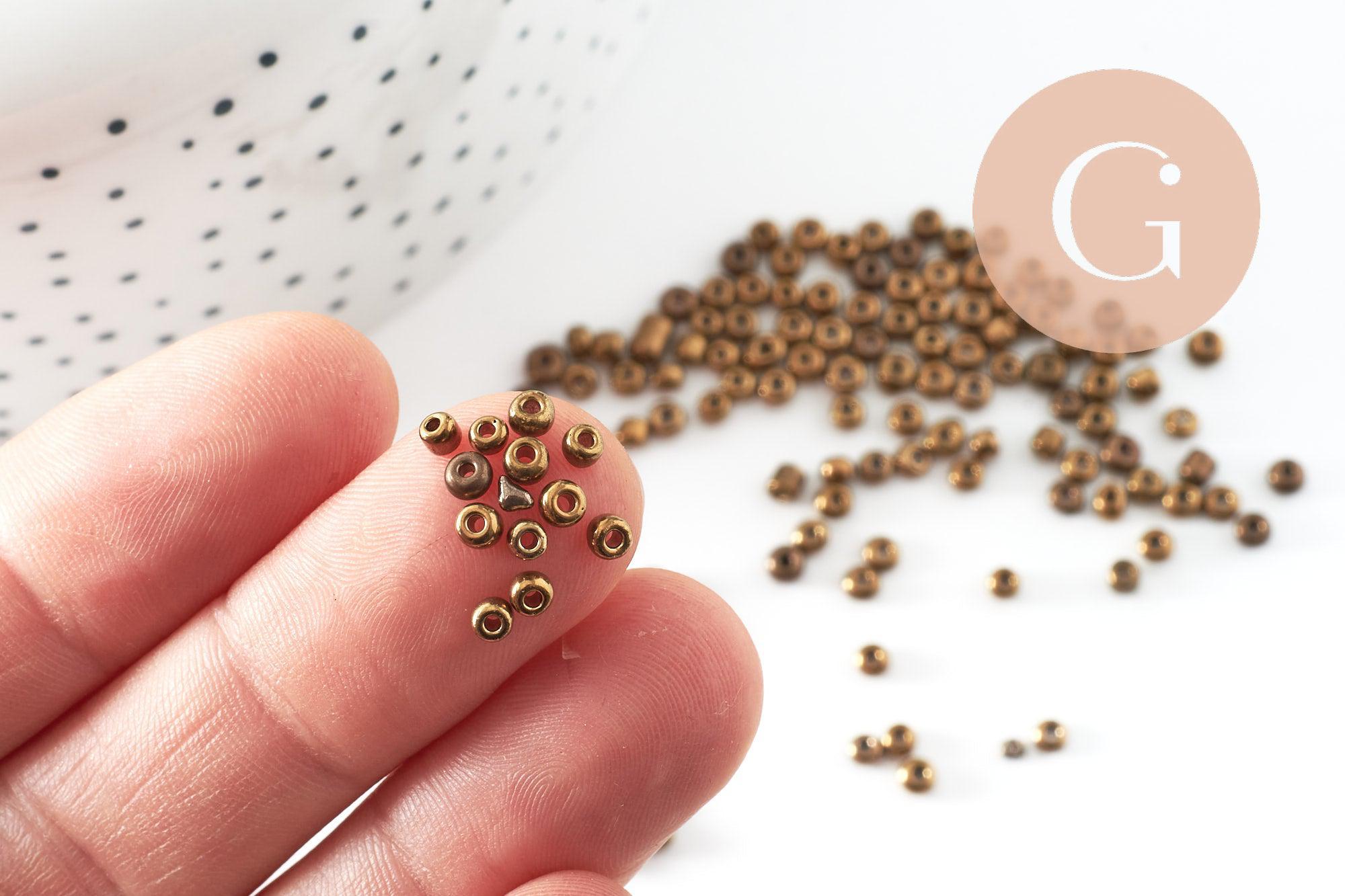 Petite perles de rocaille verre bronze 2.5mm, x10Gr (G0825)
