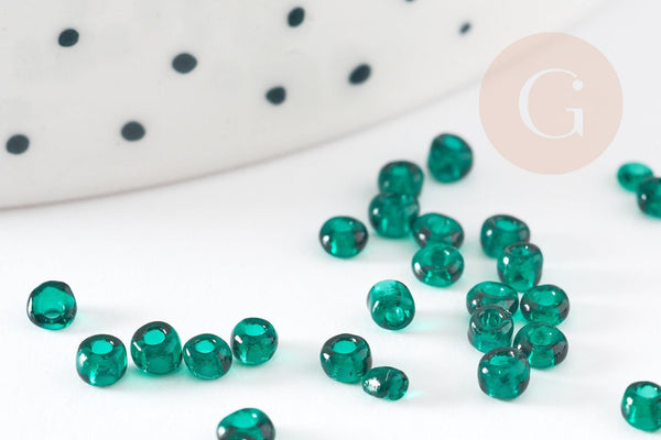 Petite perles de rocaille vert foncé 2.5mm, x 10gr (G5374)