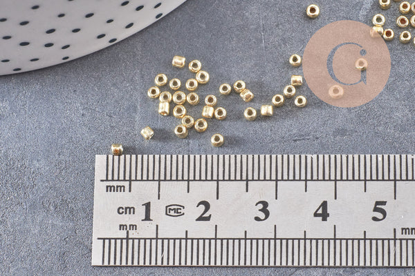 Petites perles rocaille dorée brillantes 2mm, x 20gr (G2034)