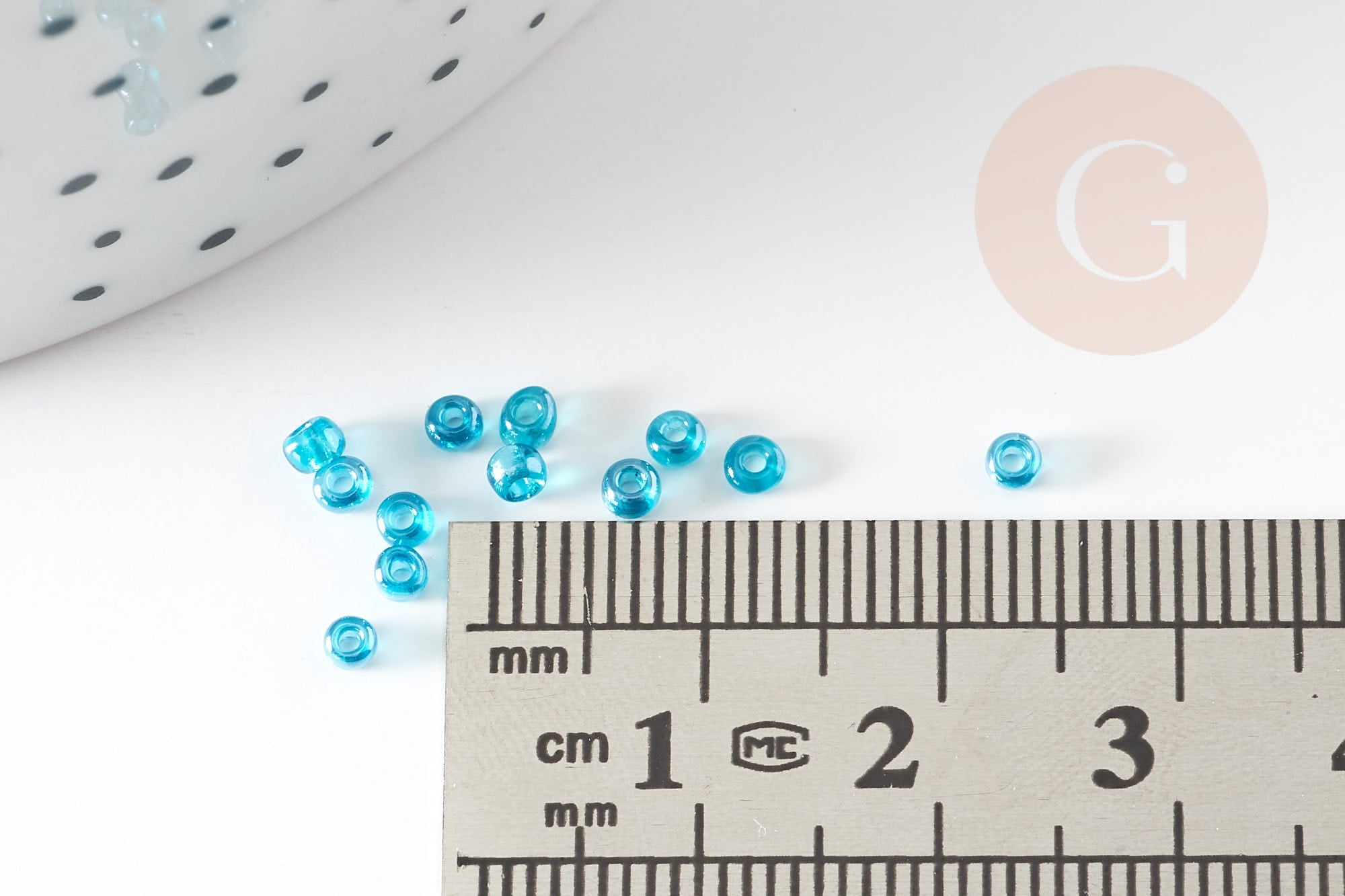 Petites perles rocaille turquoise transparent 2mm, fournitures bijoux, perle métallisée, création bijoux, x 10gr (G6714)