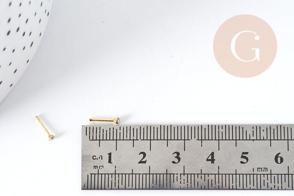 Piercing nez acier 316L chirurgical inoxydable strass blanc 2mm, piercing acier x1 G9005