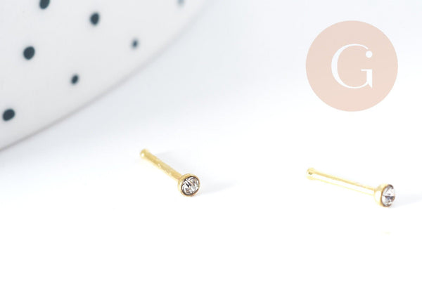 Piercing nez acier 316L chirurgical inoxydable strass blanc 2mm, piercing acier x1 G9005