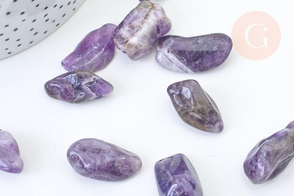 Pierre améthyste naturelle roulée 12-28mm, pierre naturelle, litotherapie, x1 (G5751)