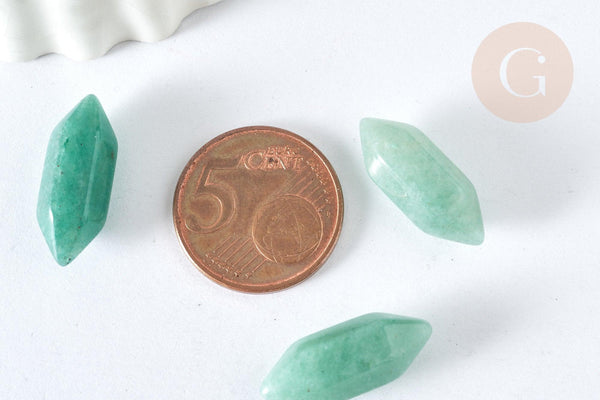 Pierre aventurine naturelle verte double pointes 20mm, pierre semi-precieuse, séance lithothérapie, x1 G7532