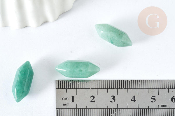 Pierre aventurine naturelle verte double pointes 20mm, pierre semi-precieuse, séance lithothérapie, x1 G7532
