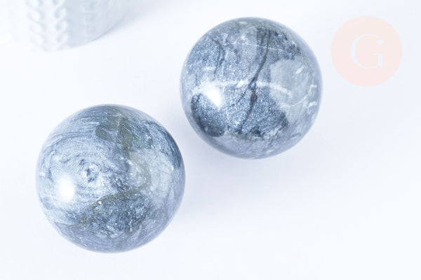 Pierre boule calcite bleue naturelle 47-50mm, pierre lithotthérapie décoration de la maison, x1 (G5769)